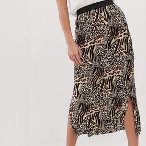 Plisse Leopard Skirt